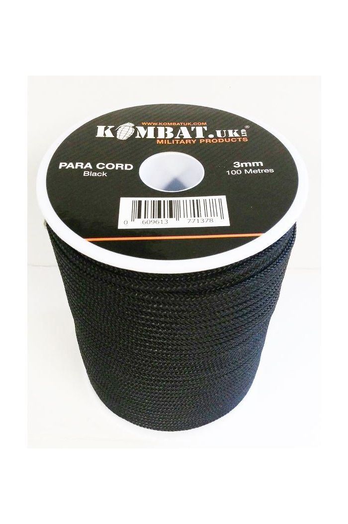 100m 3mm Paracord - Black