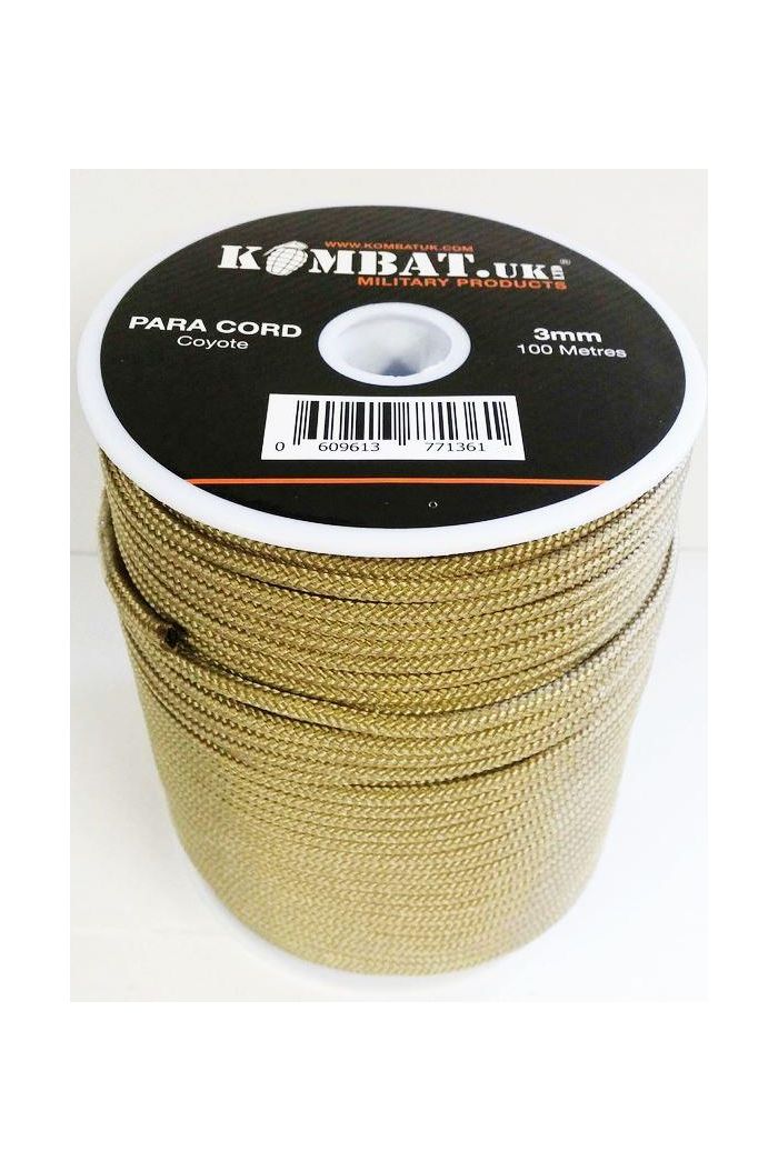 100m 3mm Paracord - Tan/Coyote